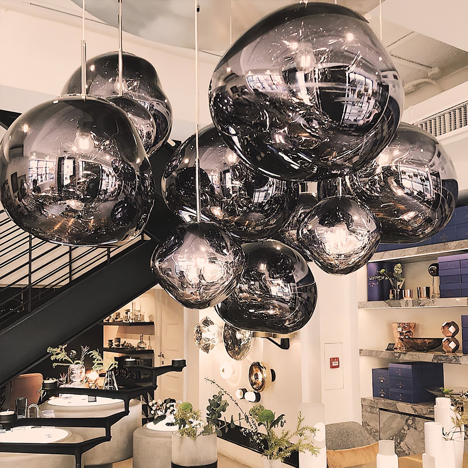 Solara Pendant Lamp Blown Glass Irregular Cluster Sculptural - Lamp Copper