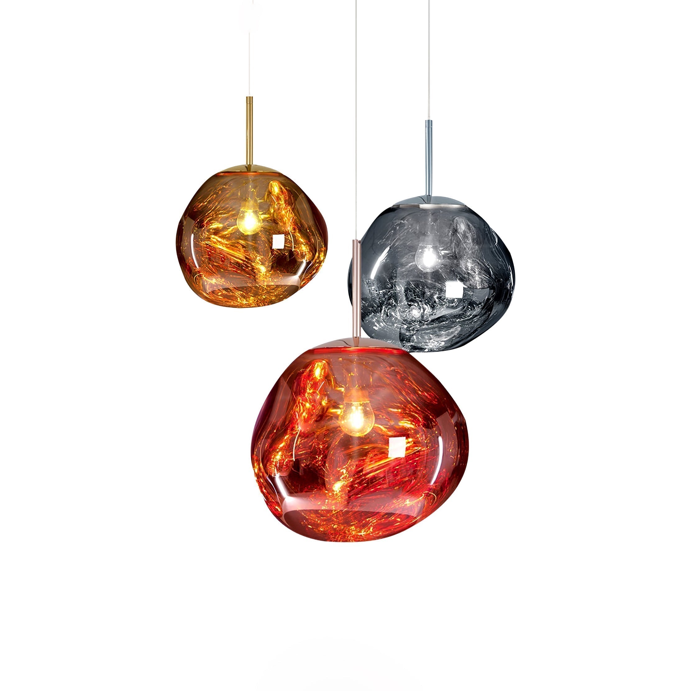 Solara Pendant Lamp Blown Glass Irregular Cluster Sculptural - Lamp Copper