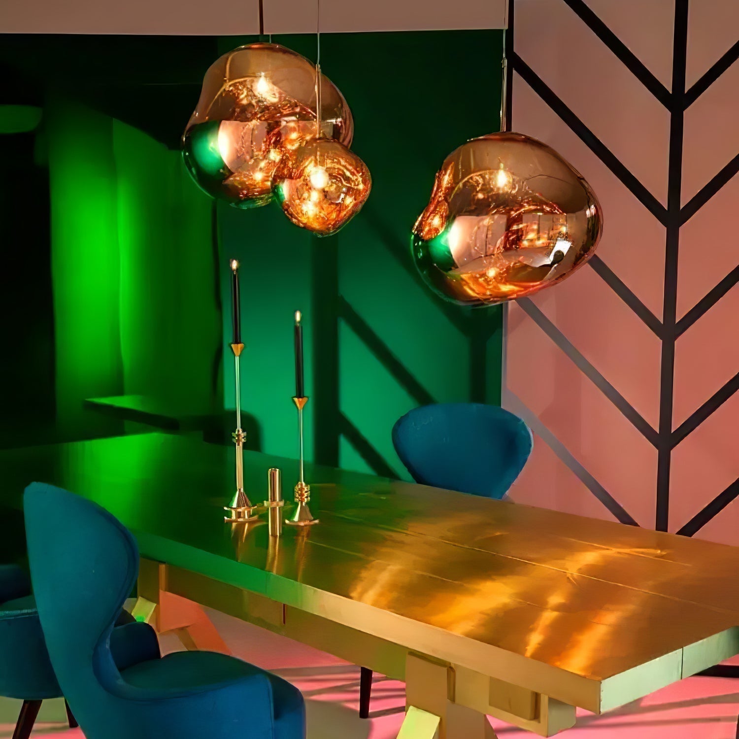 Solara Pendant Lamp Blown Glass Irregular Cluster Sculptural - Lamp Copper