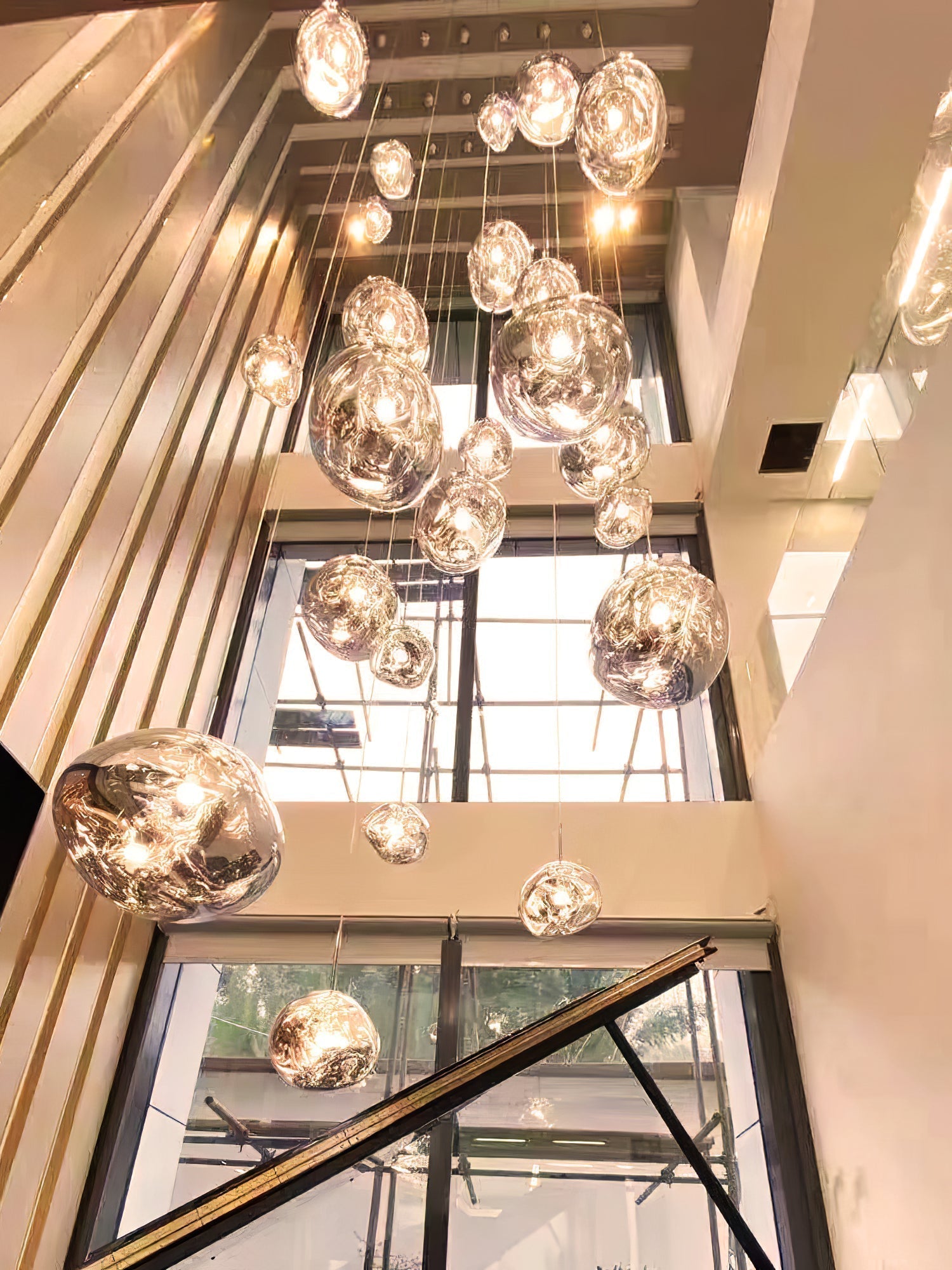 Solara Pendant Lamp Blown Glass Irregular Cluster Sculptural - Lamp Copper