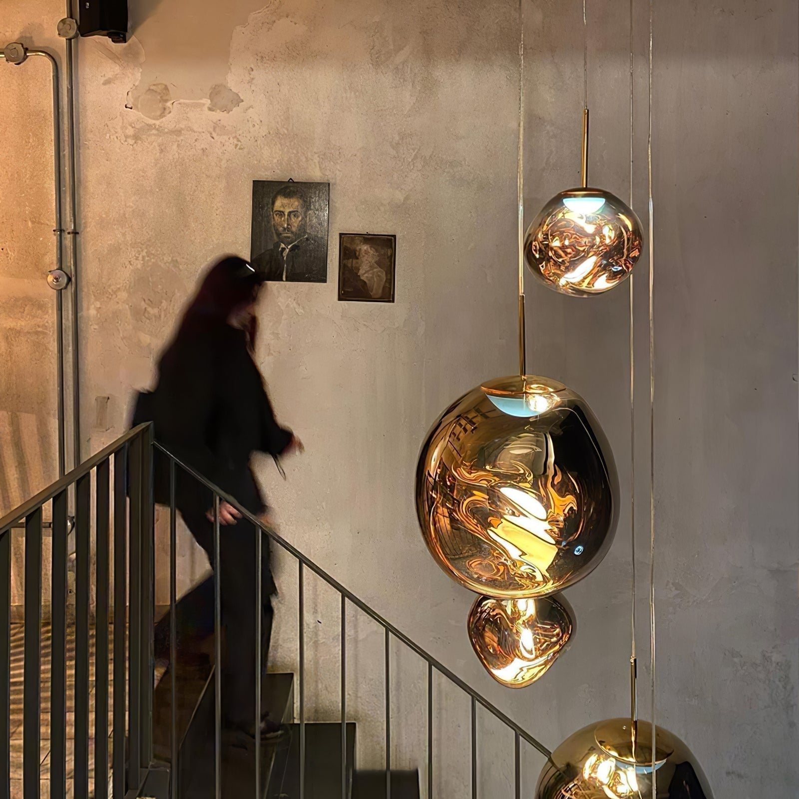 Solara Pendant Lamp Blown Glass Irregular Cluster Sculptural - Lamp Copper