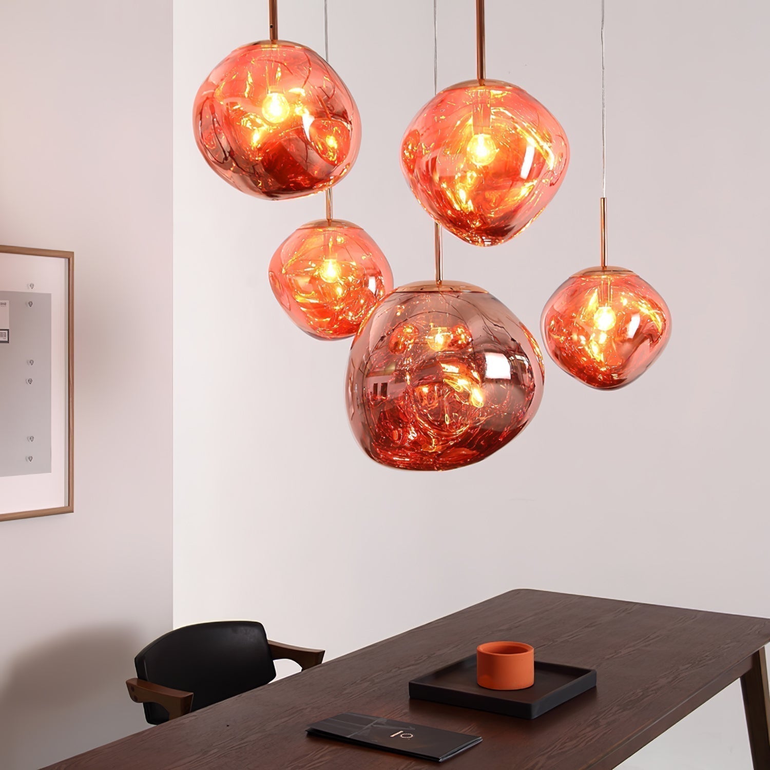 Solara Pendant Lamp Blown Glass Irregular Cluster Sculptural - Lamp Copper