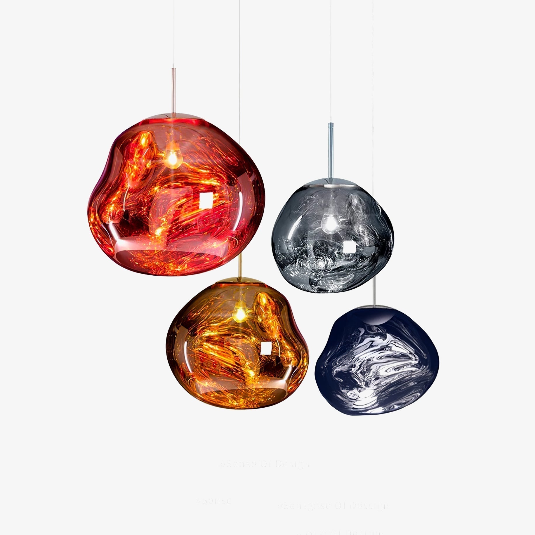 Solara Pendant Lamp Blown Glass Irregular Cluster Sculptural - Lamp Copper