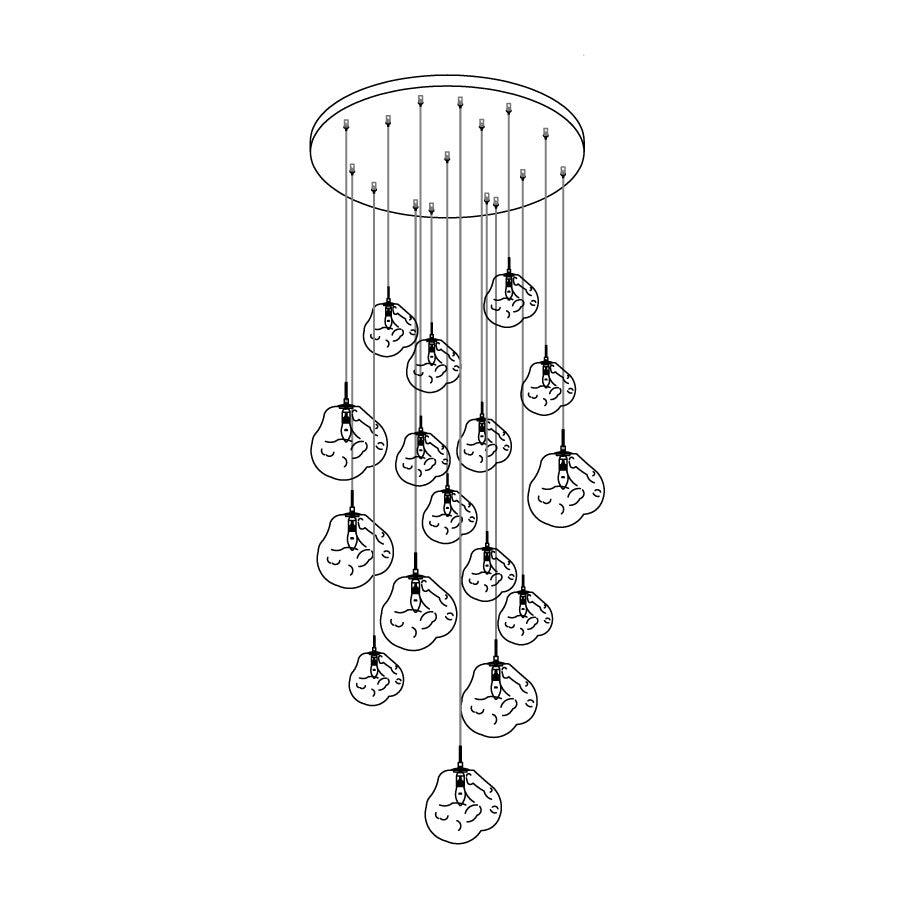 Solara Pendant Lamp Blown Glass Irregular Cluster Sculptural - Lamp Copper