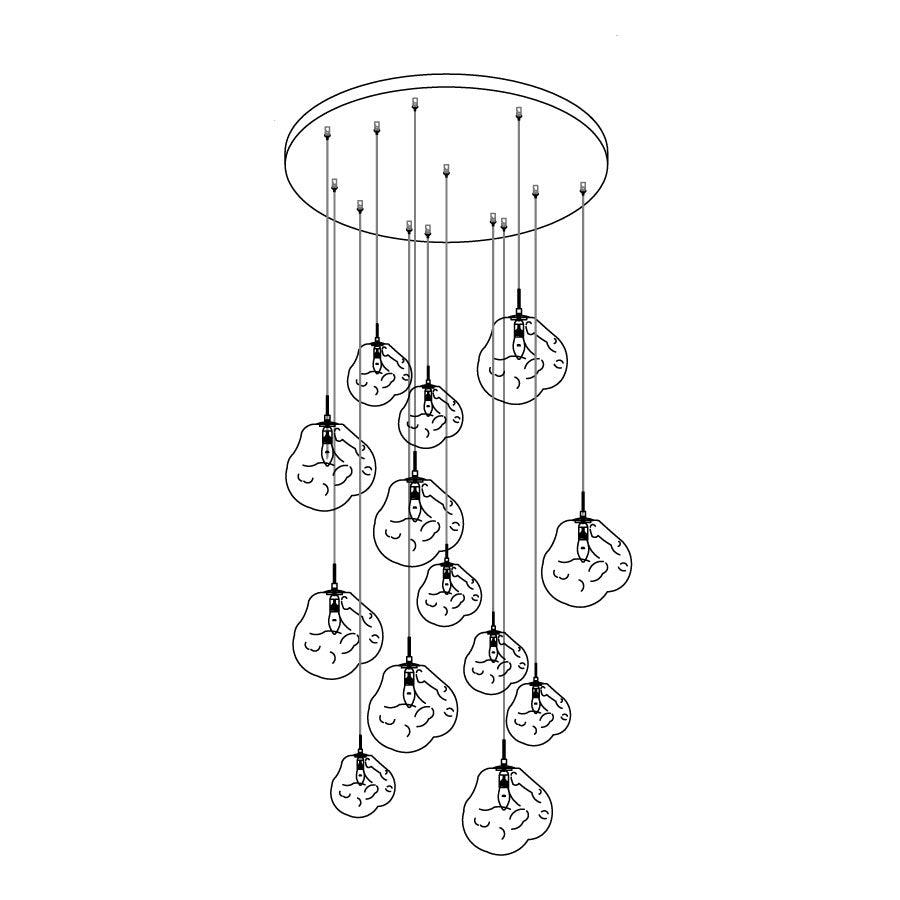 Solara Pendant Lamp Blown Glass Irregular Cluster Sculptural - Lamp Copper