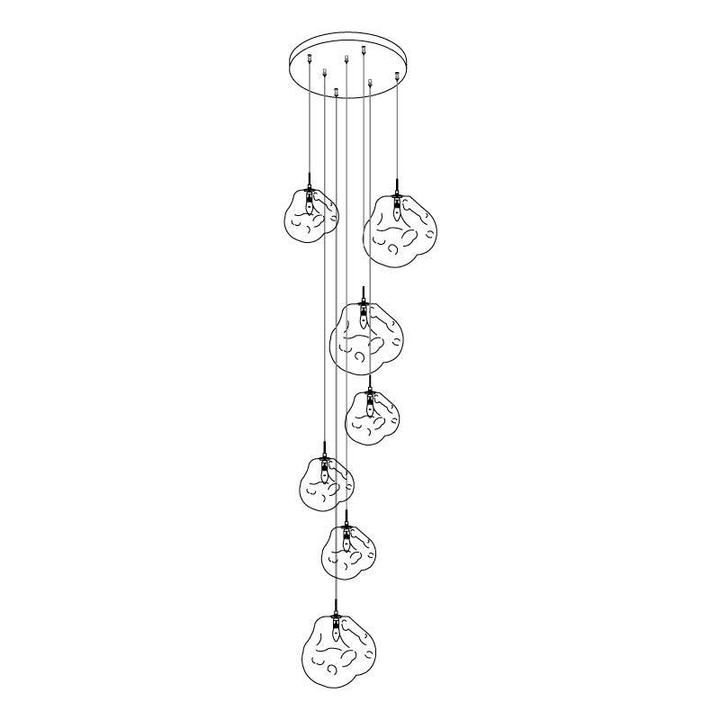 Solara Pendant Lamp Blown Glass Irregular Cluster Sculptural - Lamp Copper