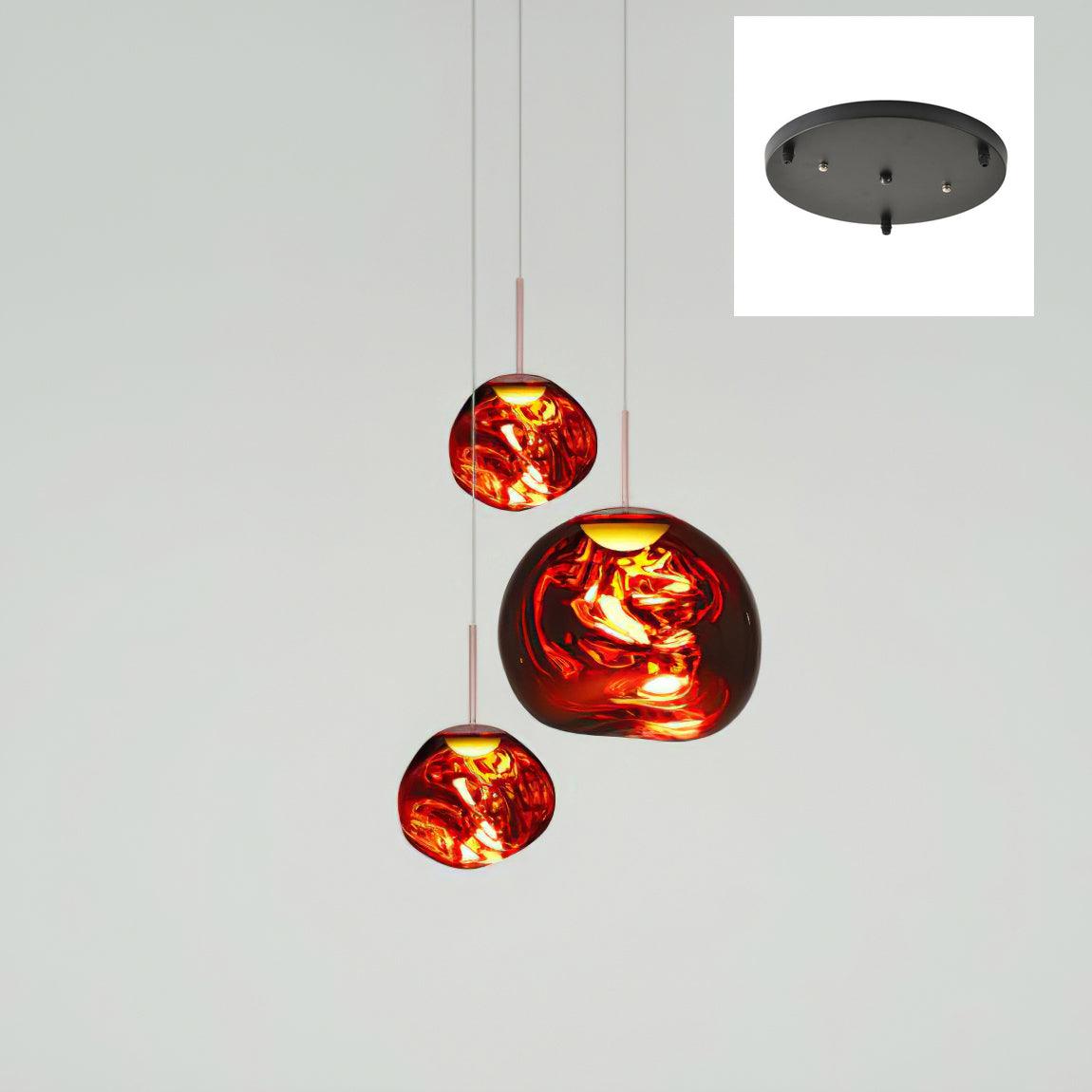 Solara Pendant Lamp Blown Glass Irregular Cluster Sculptural - Lamp Copper