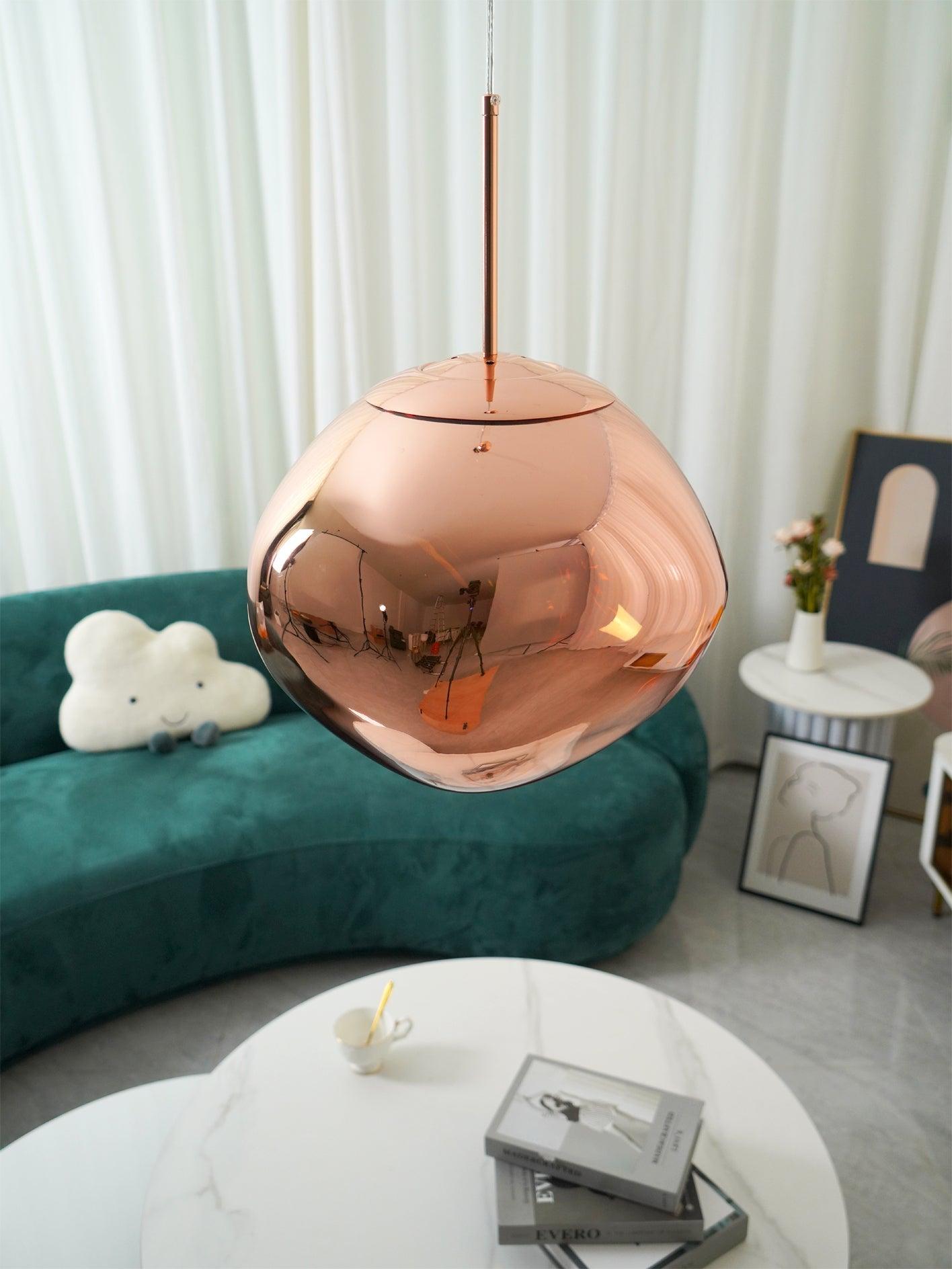 Solara Pendant Lamp Blown Glass Irregular Cluster Sculptural - Lamp Copper