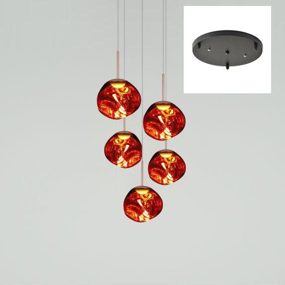 Solara Pendant Lamp Blown Glass Irregular Cluster Sculptural - Lamp Copper