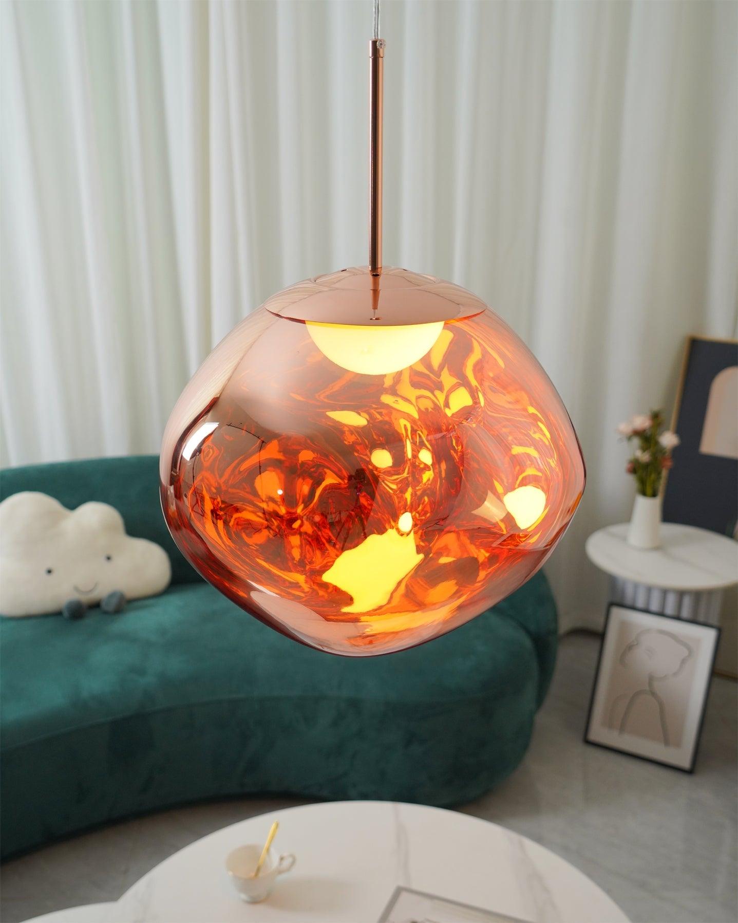 Solara Pendant Lamp Blown Glass Irregular Cluster Sculptural - Lamp Copper