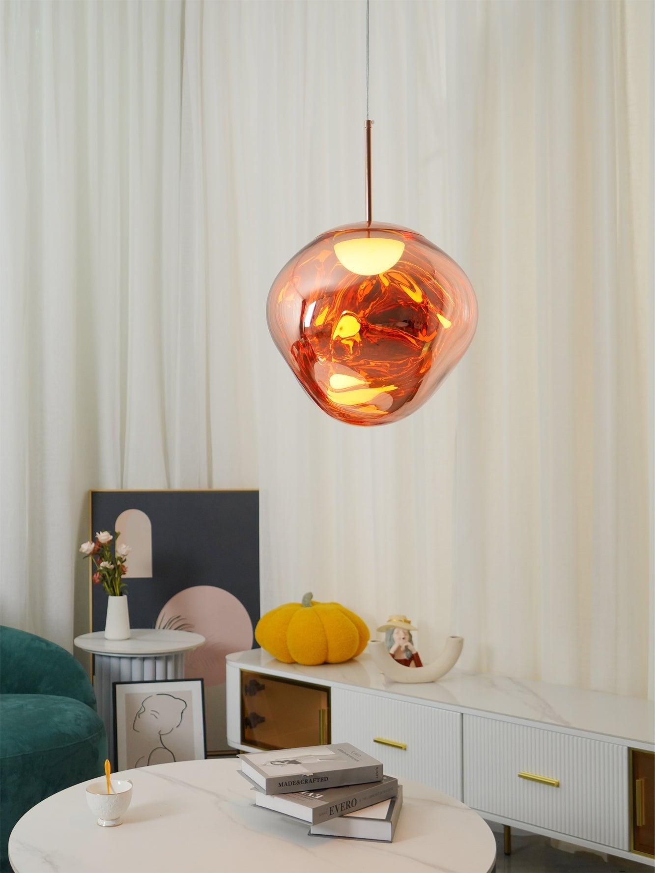 Solara Pendant Lamp Blown Glass Irregular Cluster Sculptural - Lamp Copper