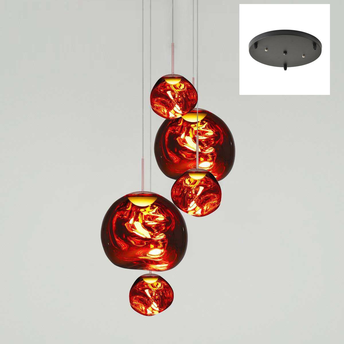 Solara Pendant Lamp Blown Glass Irregular Cluster Sculptural - Lamp Copper