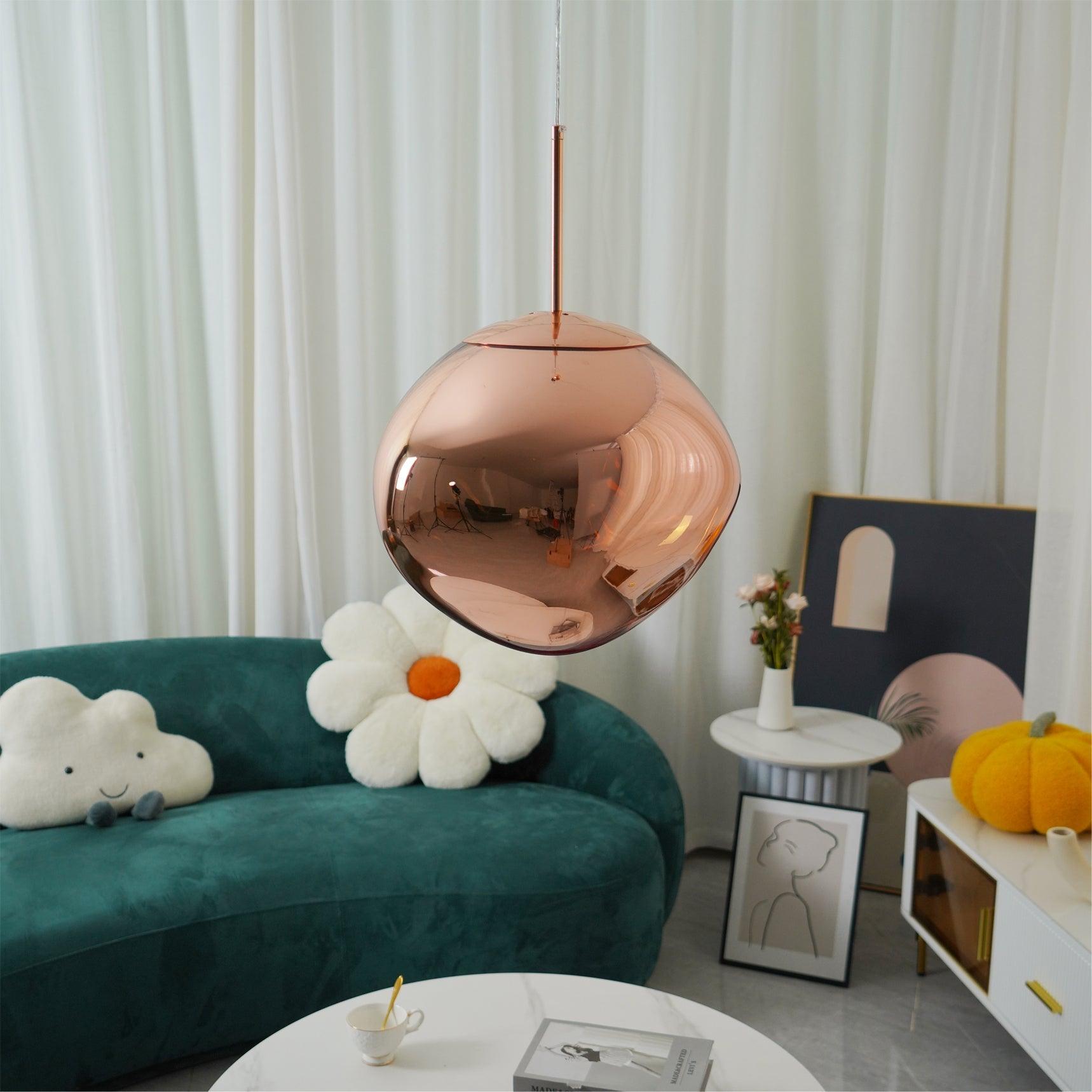 Solara Pendant Lamp Blown Glass Irregular Cluster Sculptural - Lamp Copper