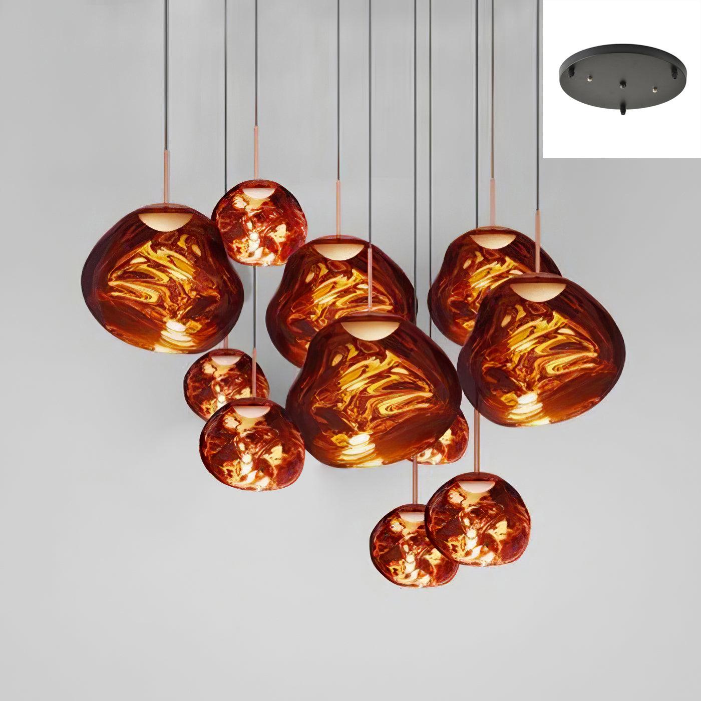 Solara Pendant Lamp Blown Glass Irregular Cluster Sculptural - Lamp Copper