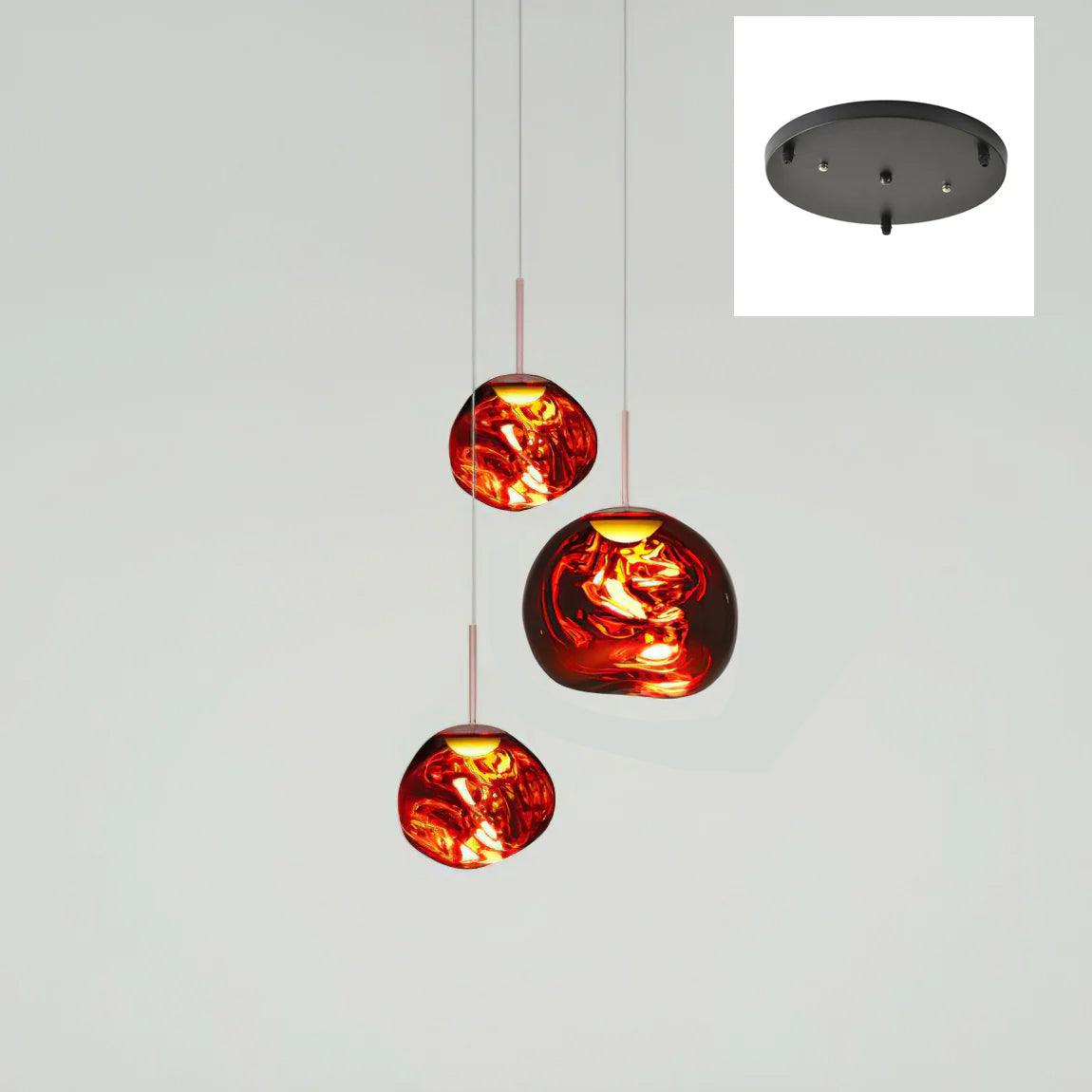 Solara Pendant Lamp Blown Glass Irregular Cluster Sculptural - Lamp Copper