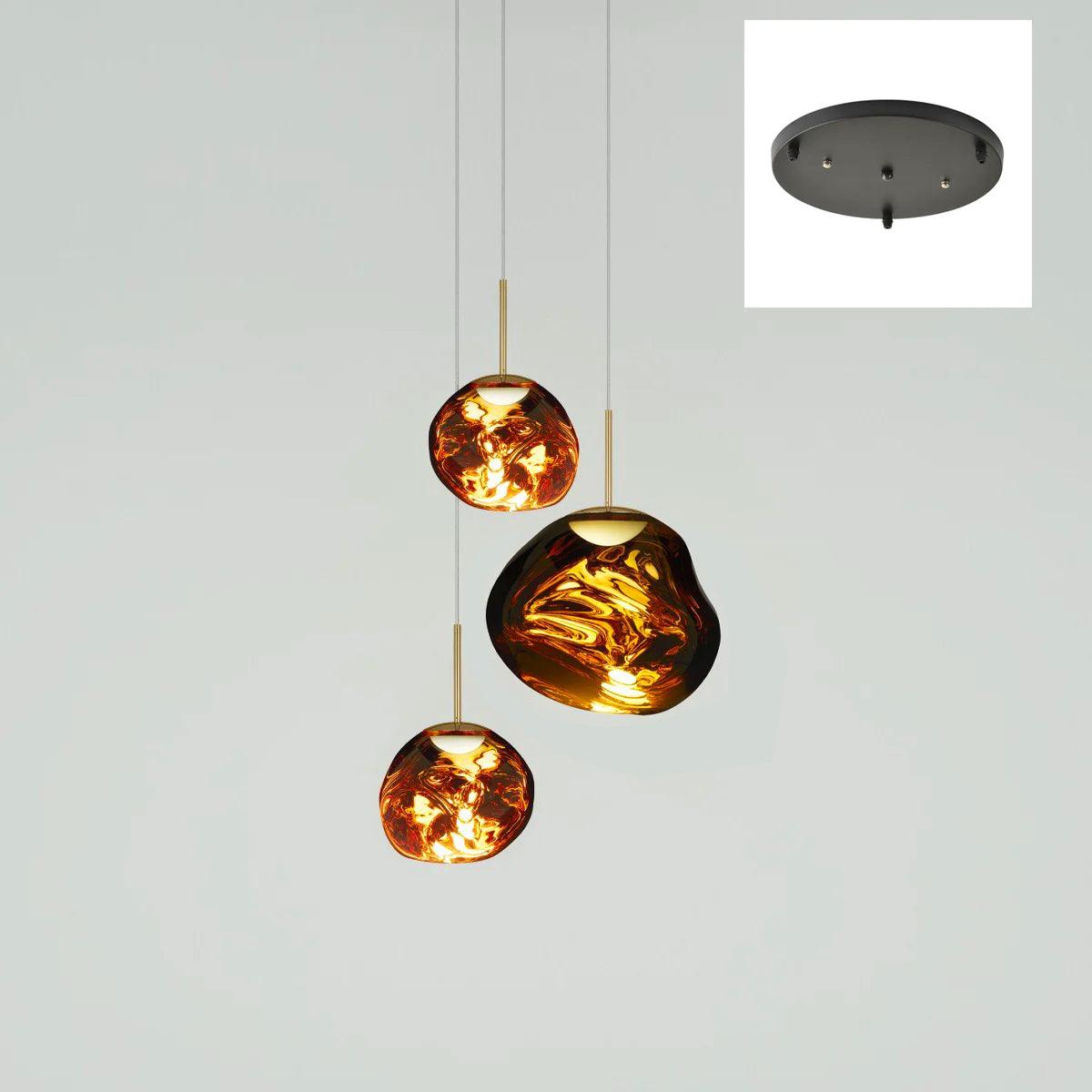 Solara Pendant Lamp Blown Glass Irregular Cluster Sculptural - Lamp Copper