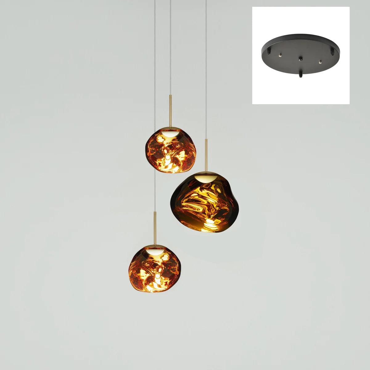 Solara Pendant Lamp Blown Glass Irregular Cluster Sculptural - Lamp Copper