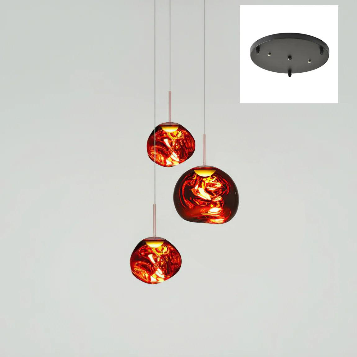 Solara Pendant Lamp Blown Glass Irregular Cluster Sculptural - Lamp Copper