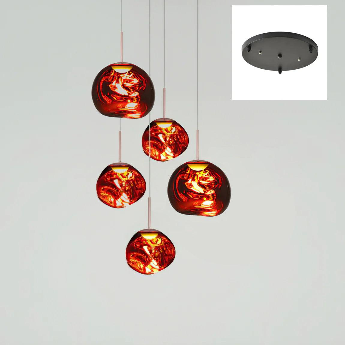 Solara Pendant Lamp Blown Glass Irregular Cluster Sculptural - Lamp Copper