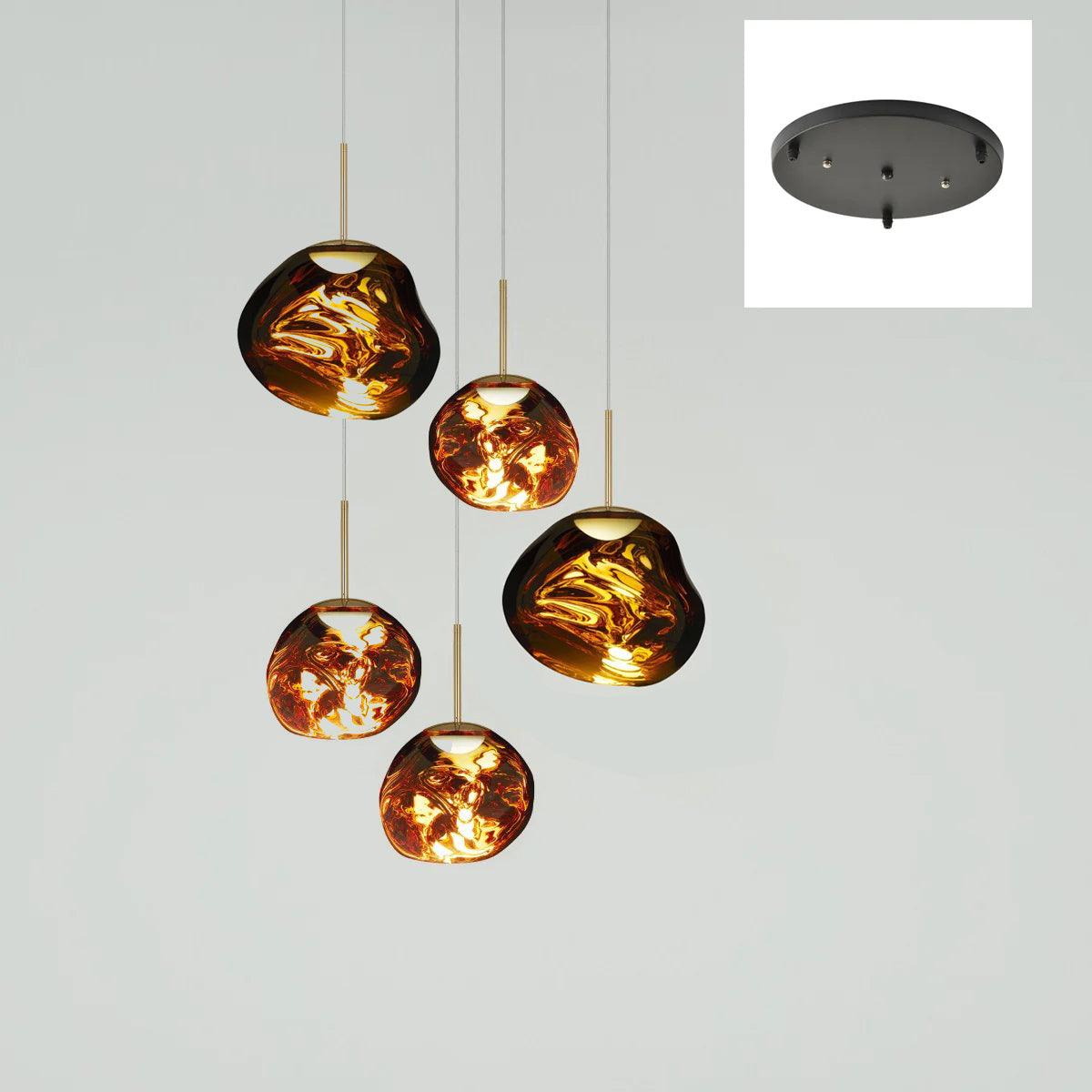 Solara Pendant Lamp Blown Glass Irregular Cluster Sculptural - Lamp Copper