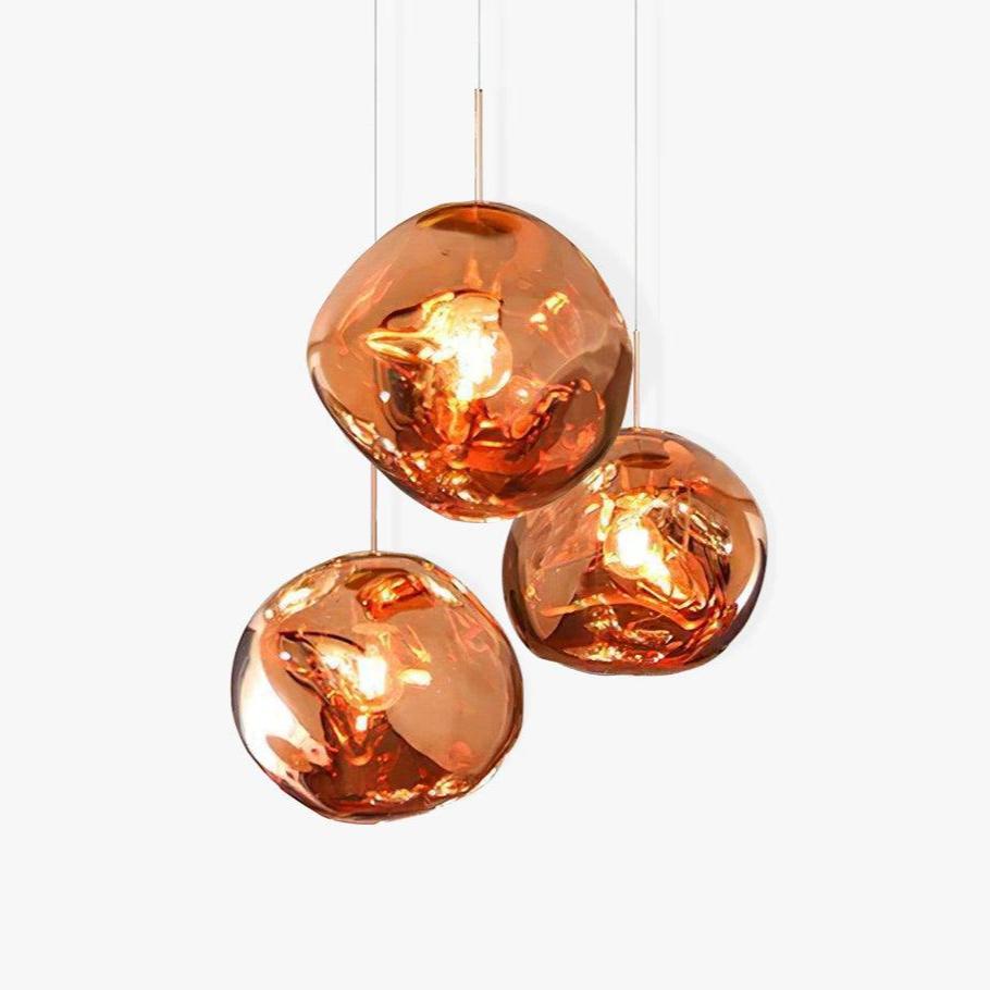 Solara Pendant Lamp Blown Glass Irregular Cluster Sculptural - Lamp Copper