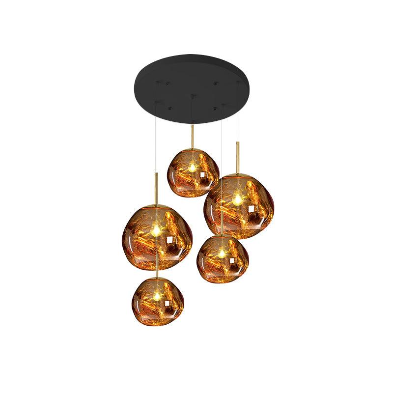 Solara Pendant Lamp Blown Glass Irregular Cluster Sculptural - Lamp Copper