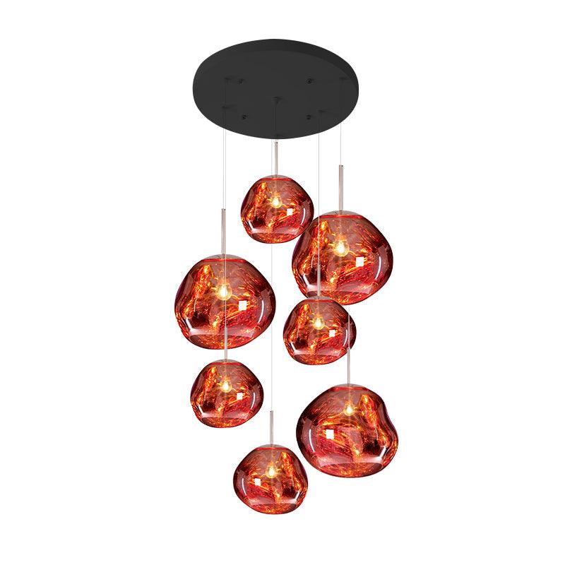 Solara Pendant Lamp Blown Glass Irregular Cluster Sculptural - Lamp Copper