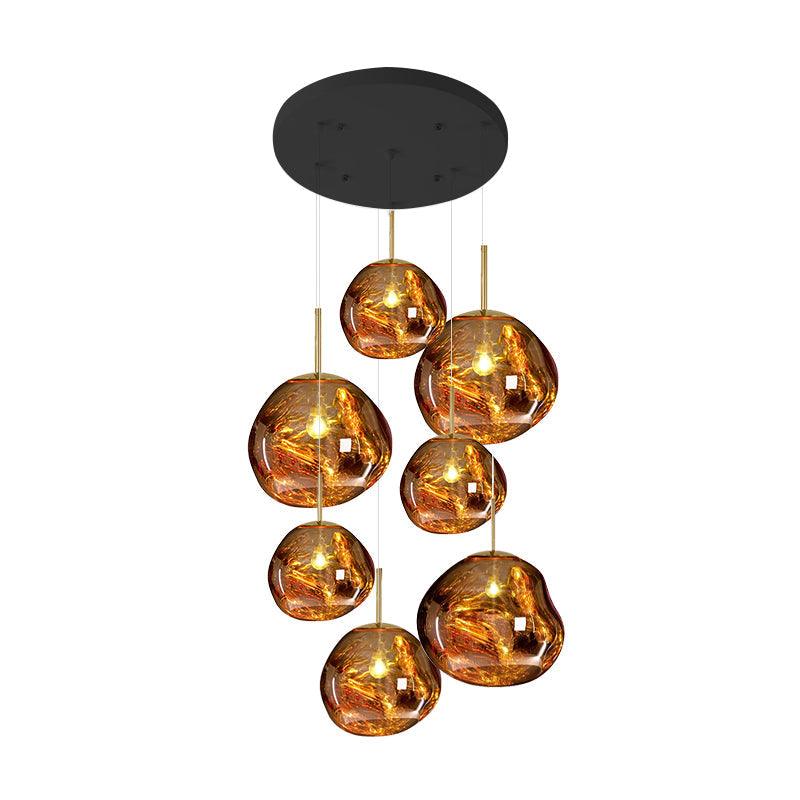 Solara Pendant Lamp Blown Glass Irregular Cluster Sculptural - Lamp Copper