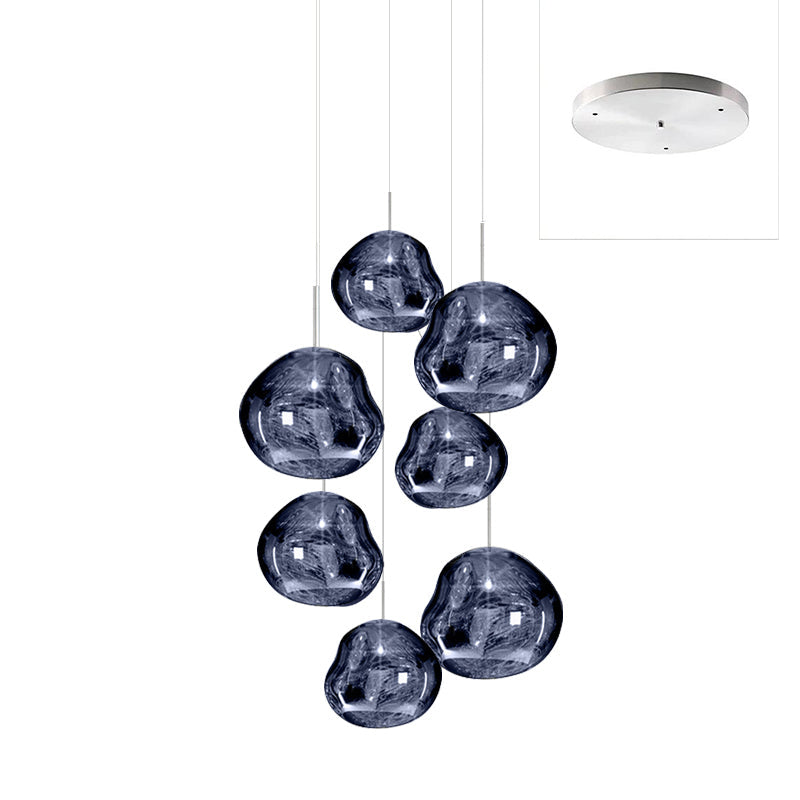 Solara Pendant Lamp Blown Glass Irregular Cluster Sculptural - Lamp Copper