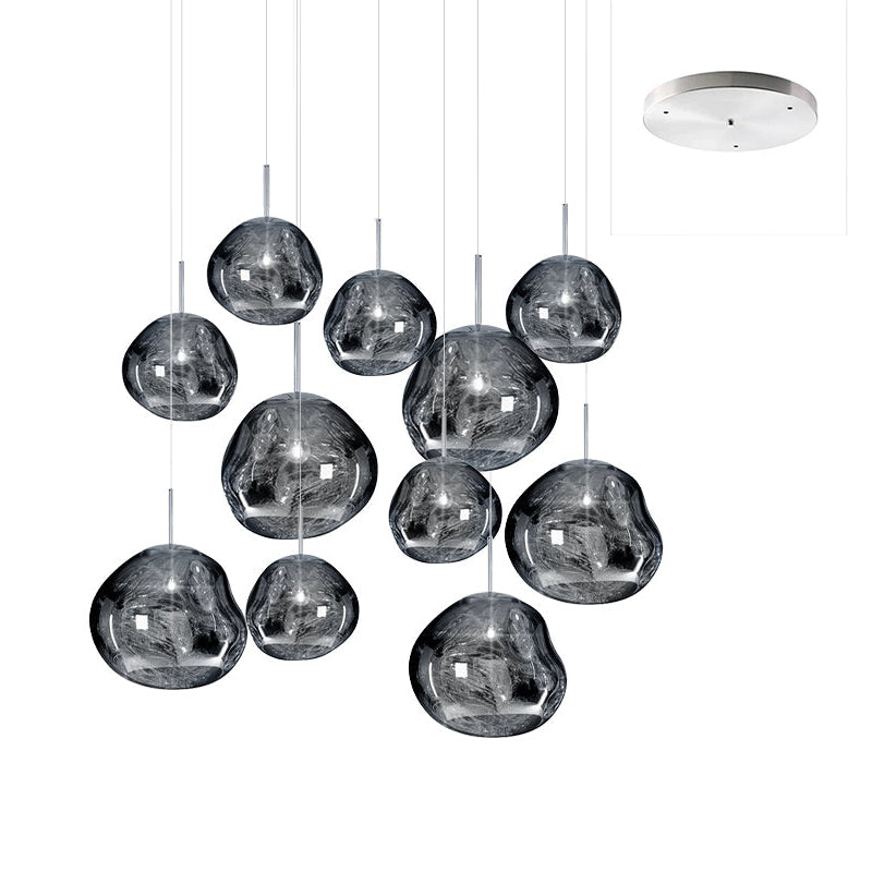 Solara Pendant Lamp Blown Glass Irregular Cluster Sculptural - Lamp Copper
