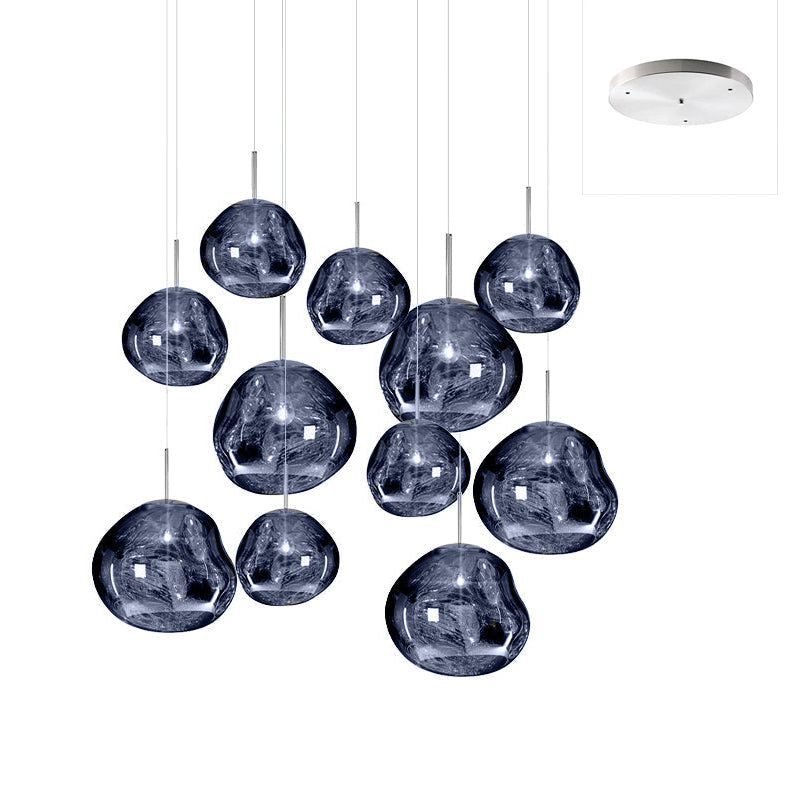 Solara Pendant Lamp Blown Glass Irregular Cluster Sculptural - Lamp Copper