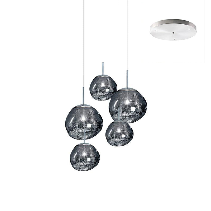 Solara Pendant Lamp Blown Glass Irregular Cluster Sculptural - Lamp Copper