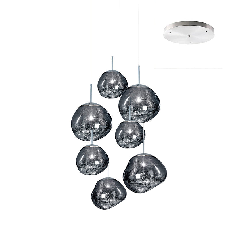 Solara Pendant Lamp Blown Glass Irregular Cluster Sculptural - Lamp Copper