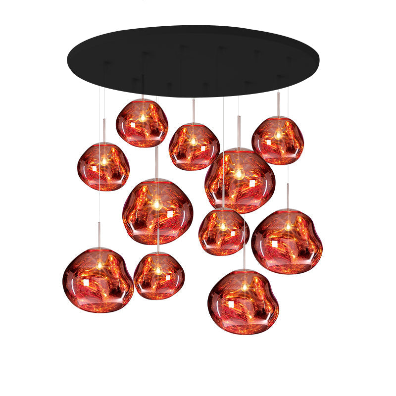 Solara Pendant Lamp Blown Glass Irregular Cluster Sculptural - Lamp Copper