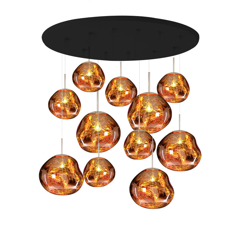 Solara Pendant Lamp Blown Glass Irregular Cluster Sculptural - Lamp Copper