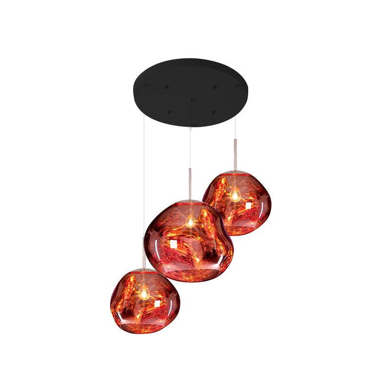 Solara Pendant Lamp Blown Glass Irregular Cluster Sculptural - Lamp Copper