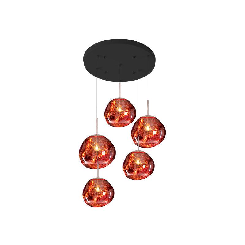 Solara Pendant Lamp Blown Glass Irregular Cluster Sculptural - Lamp Copper