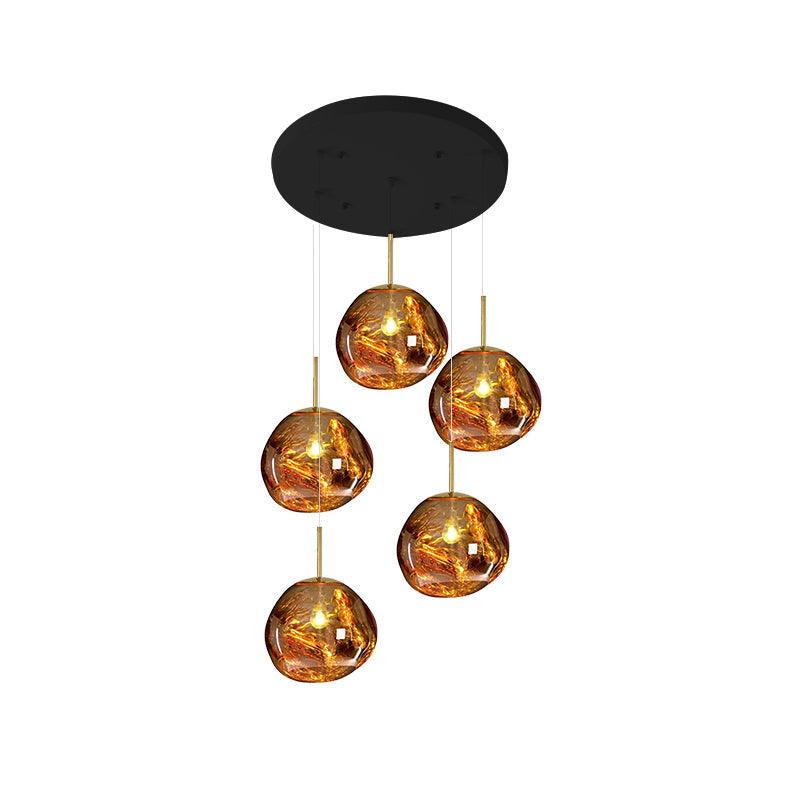 Solara Pendant Lamp Blown Glass Irregular Cluster Sculptural - Lamp Copper