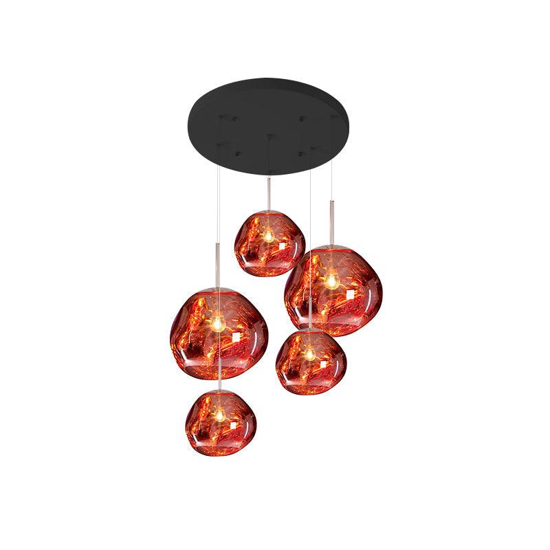 Solara Pendant Lamp Blown Glass Irregular Cluster Sculptural - Lamp Copper