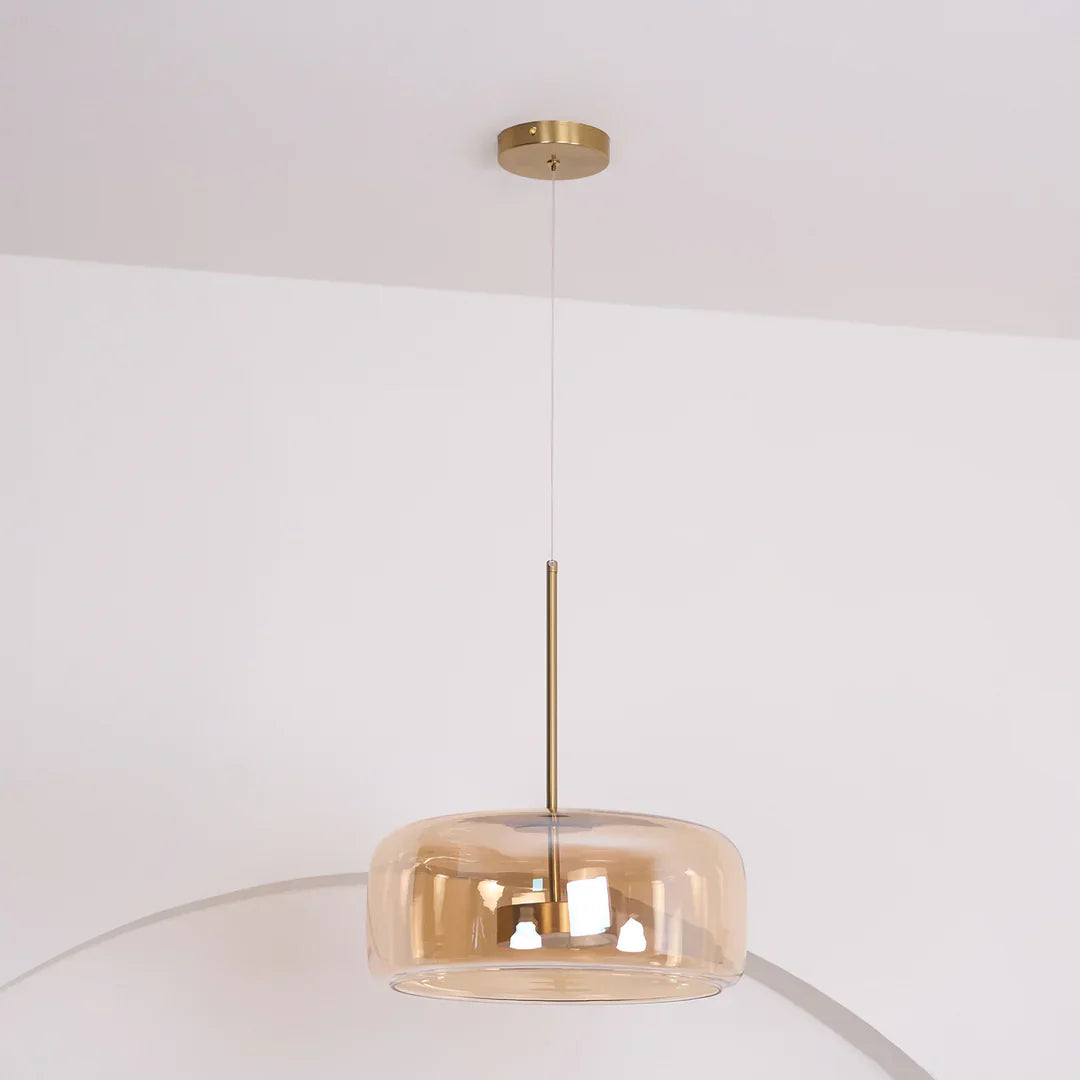 June Morden Glass Pendant Light Clear/Smoky/Amber - Lamp Copper