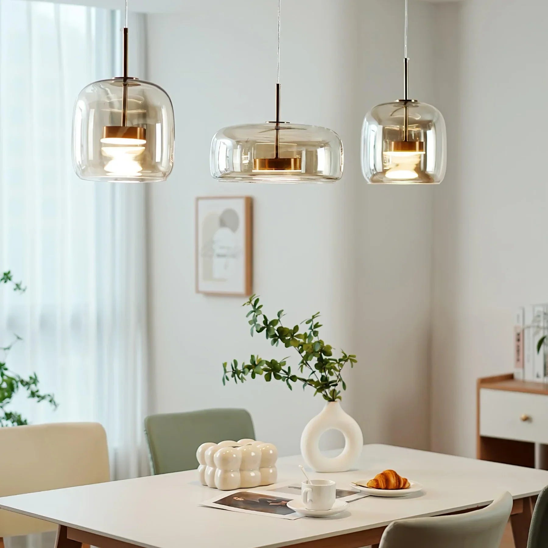 June Morden Glass Pendant Light Clear/Smoky/Amber - Lamp Copper