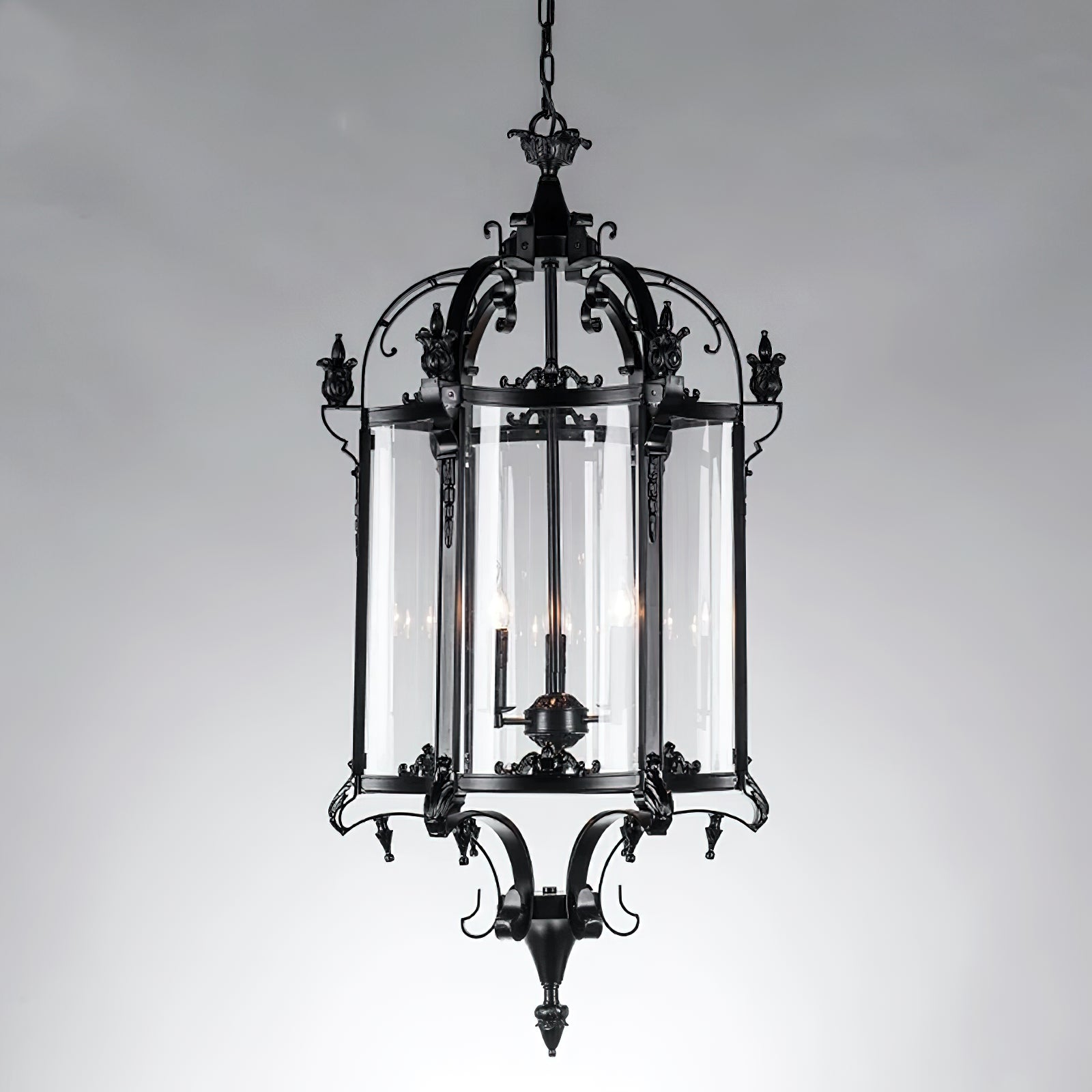 Ardorion Vintage Luxury Metal Glass Lantern Chandelier - Lamp Copper