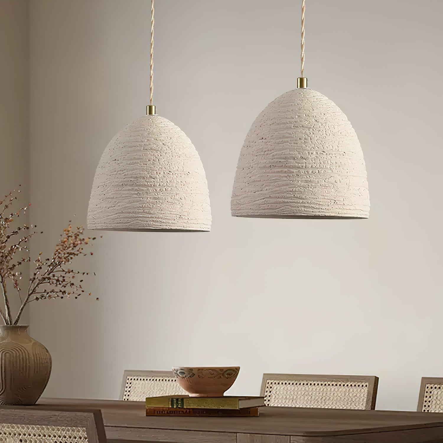 Kirae Textured Pendant Lights Cement - Lamp Copper