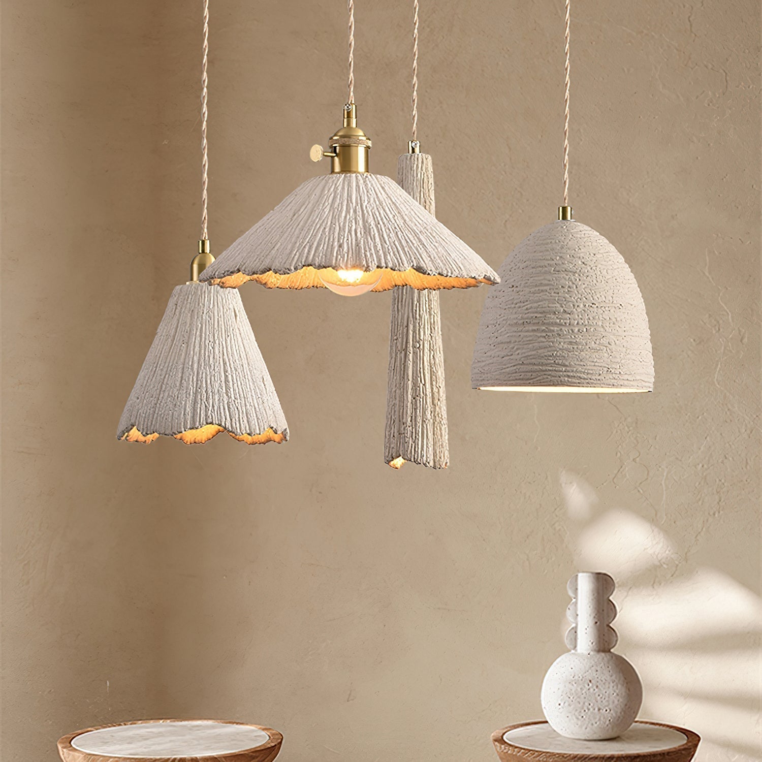 Kirae Textured Pendant Lights Cement - Lamp Copper