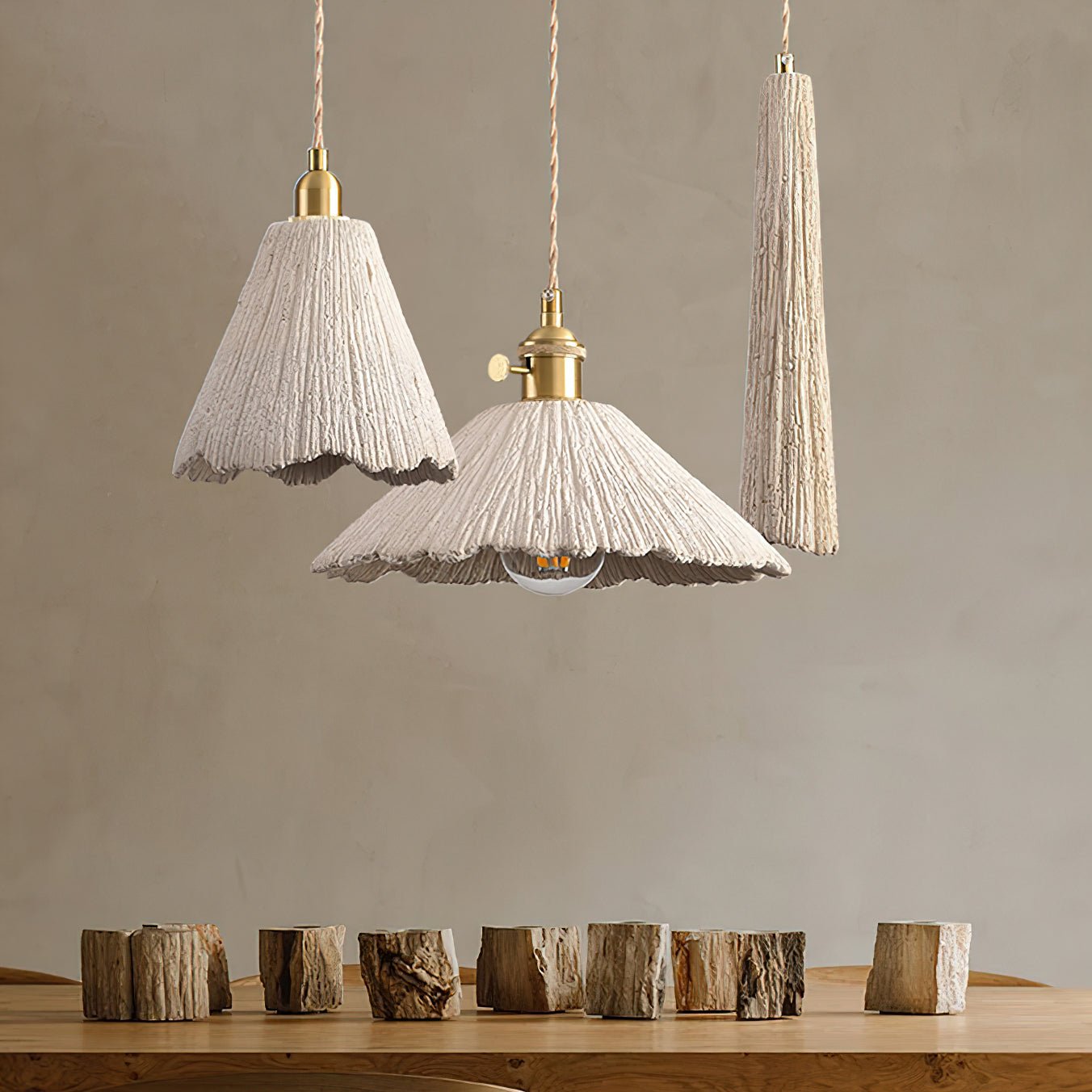 Kirae Textured Pendant Lights Cement - Lamp Copper