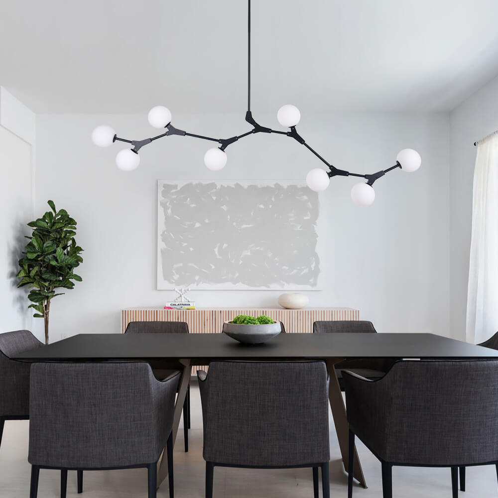 Nivero Linear Bubble Metal Glass Chandelier - Lamp Copper