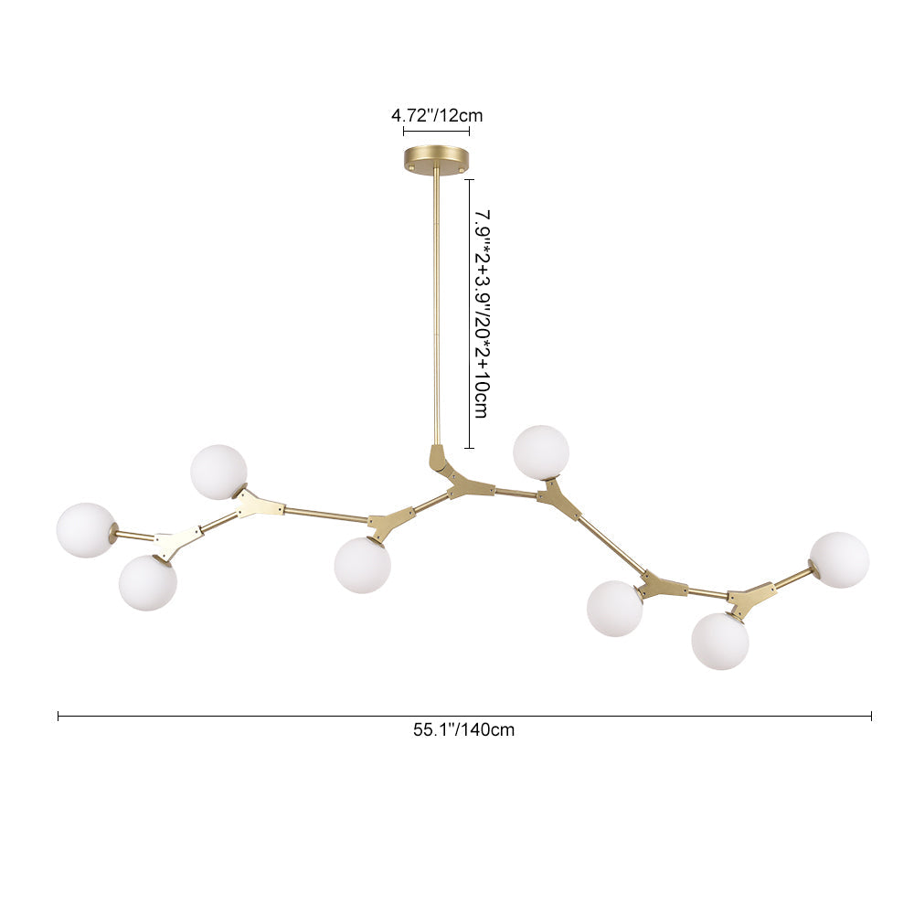 Nivero Linear Bubble Metal Glass Chandelier - Lamp Copper