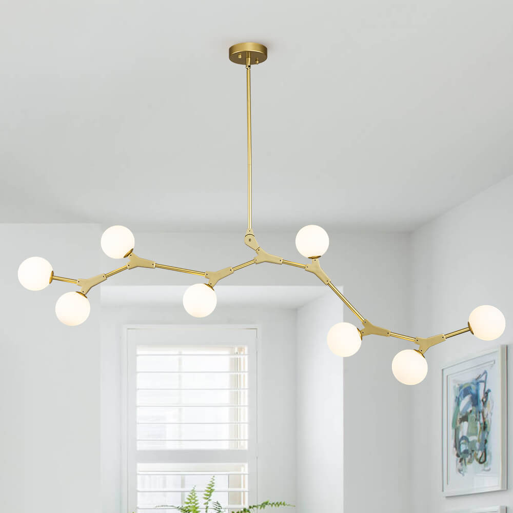 Nivero Linear Bubble Metal Glass Chandelier - Lamp Copper