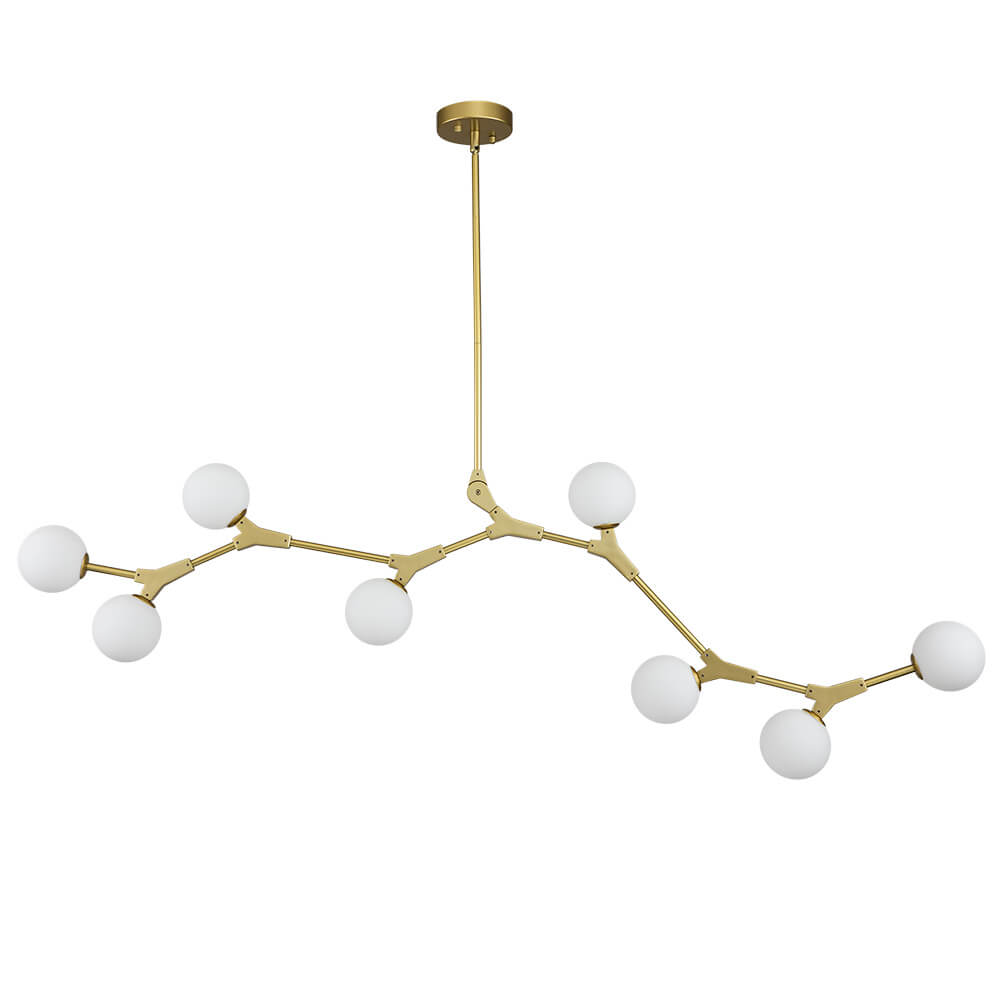 Nivero Linear Bubble Metal Glass Chandelier - Lamp Copper