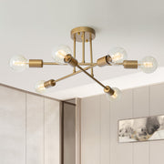 Vallin Modern Brass Semi Flush Mount Chandelier - Lamp Copper